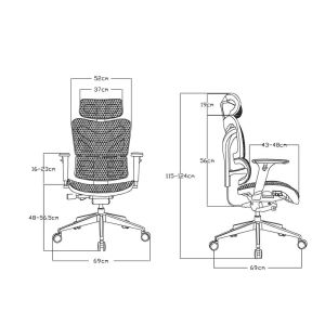Ергономичен стол RFG TECH@MAX, Multi-function механизъм, до 250 kg, черен