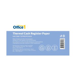 Office 1 Касова ролка, термо, широчина 79 mm, дължина 45 m, 6 броя