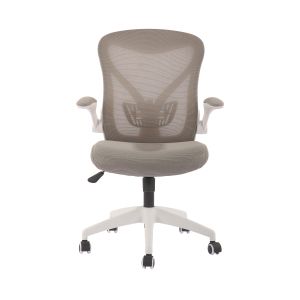 Офис стол RFG Jolly White W, дамаска и меш, Tilt механизъм, до 120 kg, сив