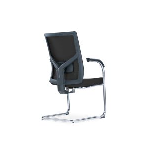 Посетителски стол RFG Snow Black M, дамаска и меш, до 120 kg, черна седалка, черна облегалка, 2 броя в комплект