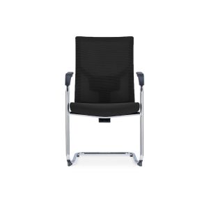 Посетителски стол RFG Snow Black M, дамаска и меш, до 120 kg, черна седалка, черна облегалка, 2 броя в комплект
