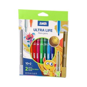 Флумастери Junior Ultra Life, дълготрайни, 10+2 цвята