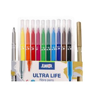 Флумастери Junior Ultra Life, дълготрайни, 10+2 цвята
