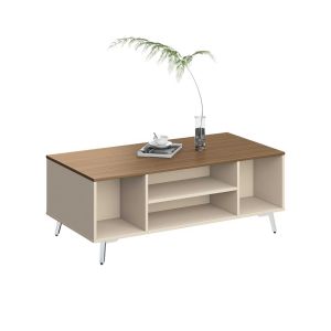 Ниска маса RFG Paris, 1200 х 600 х 450 mm, правоъгълен плот, ПДЧ 25 mm, орех и светлосиво