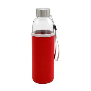Office 1 Бутилка Halo, стъклена, 500 ml, с червен калъф