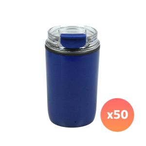 Термочаша Jansen, неръждаема стомана, двустенна, 300 ml, с брандиране, синя, 50 броя
