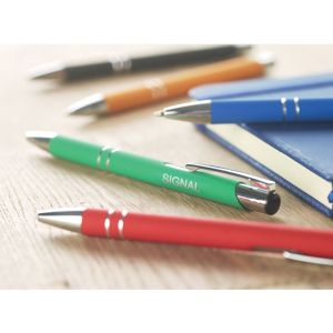 Office 1 Химикалка Norma Soft, метална, гумирана, зелена