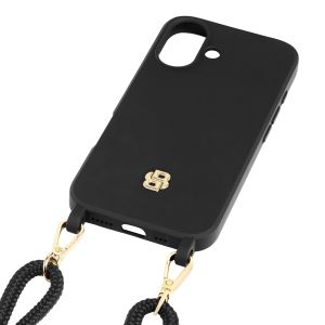 Hugo Boss Калъф за телефон, за iPhone 16, с връзка, черно-златист