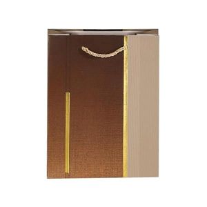 Подаръчна торбичка, 26 х 32 х 10 cm, кафява, със златиста лента