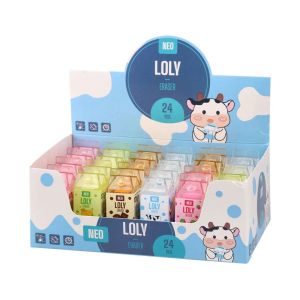 Гума за молив Sazio Loly, мляко, с капачка, асорти