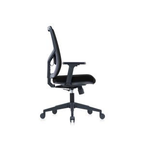 Ергономичен стол RFG Snow Black W, дамаска и меш, Multi-function механизъм, до 120 kg, черна седалка, черна облегалка