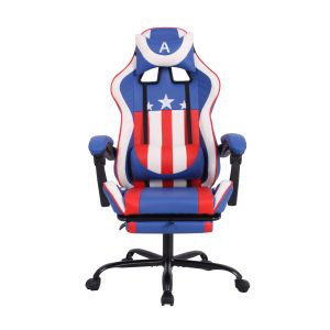 Геймърски стол RFG Max Game, екокожа, Multi-function механизъм, метална основа, до 150 kg, син и бял
