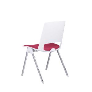 Посетителски стол RFG Sweet Chrome White, дамаска и полипропилен, до 120 kg, червен, 4 броя в комплект