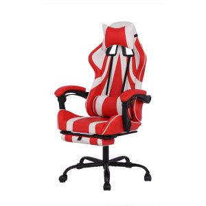 Геймърски стол RFG Max Game, екокожа, Multi-function механизъм, метална основа, до 150 kg, червен и бял