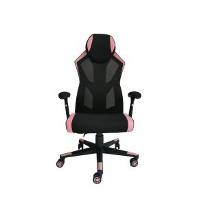 Геймърски стол RFG Soft Game, дамаска и меш, полиамидна основа, до 130 kg, черно-розов