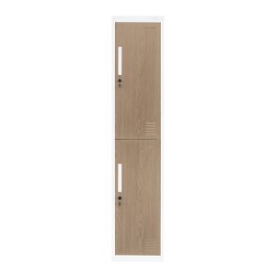Гардероб RFG, единичен, метален, с две врати, 380 х 450 х 1850 mm, кехлибарен дъб и бяло