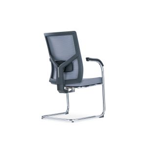 Посетителски стол RFG Snow Black M, дамаска и меш, до 120 kg, светлосива седалка, светлосива облегалка, 2 броя в комплект