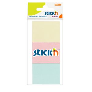 Stick'n Самозалепващи се листчета, 38 x 51 mm, пастелни цветове, 100 листа, 3 броя