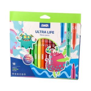 Флумастери Junior Ultra Life, дълготрайни, 18 цвята