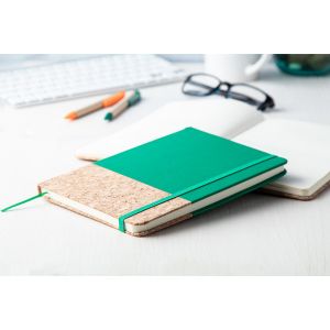 Office 1 Тефтер Amsterdam Cork&Pu, А5, с ластик, 80 листа, зелен