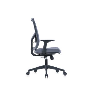 Ергономичен стол RFG Snow Black W, дамаска и меш, Multi-function механизъм, до 120 kg, светлосива седалка, светлосива облегалка
