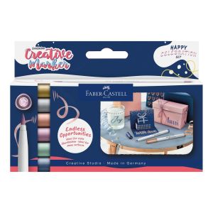 Faber-Castell Маркер-четка Creative Happy Celebration, 6 цвята