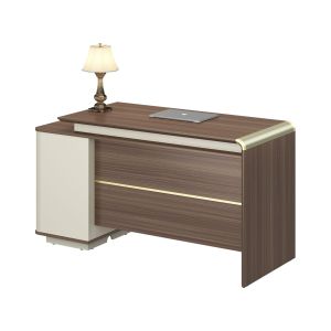 Бюро RFG Lisabon, с контейнер, 1400 х 600 х 760 mm, ПДЧ 25 mm, тъмен дъб и сиво