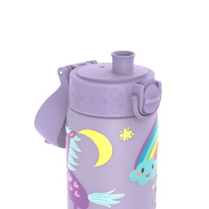 Бутилка за вода Ion8 Print, метална, 600ml, ЕДНОРОЗИ ЛИЛАВА