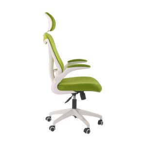 Директорски стол RFG Jolly White HB, дамаска и меш, Tilt механизъм, полипропиленова основа, до 120 kg, зелен