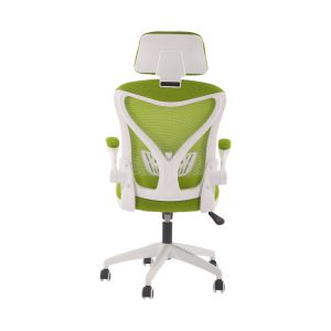 Директорски стол RFG Jolly White HB, дамаска и меш, Tilt механизъм, полипропиленова основа, до 120 kg, зелен