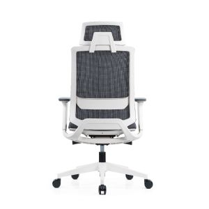 Ергономичен стол RFG Meteor X White HB, дамаска и меш, до 130 kg, сива седалка, сива облегалка