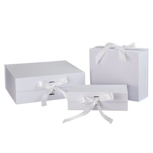Office 1 Кутия Gift Box, с магнитно затваряне, сгъваема, 33 х 27 х 12 cm, бяла