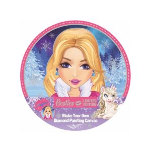 Moxy Платно за рисуване с мъниста Besties - Момиче, кръгло, 30 cm