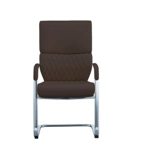 Посетителски стол RFG GRANDE M, екокожа, метална основа, до 150 kg, кафяв, 2 броя в комплект