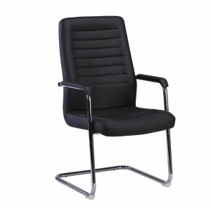 Посетителски стол RFG Sit M, екокожа, метална основа, до 120 kg, черен