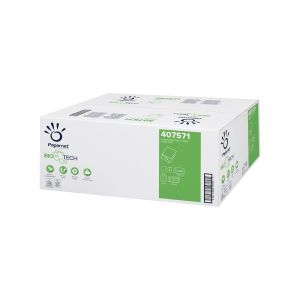 Тоалетна хартия Papernet Bio Tech, на пачка, двупластова, 21 х 11 cm, 224 къса, 40 броя
