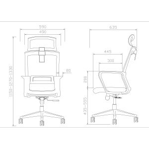 Директорски стол RFG Smart HB, дамаска и меш, Tilt механизъм, до 120 kg, тъмносива седалка, сива облегалка