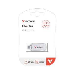 USB флаш памет Verbatim Plectra, 128 GB, USB Type-C 3.2, бяла