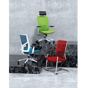 Посетителски стол RFG Snow M, дамаска и меш, до 120 kg, зелена седалка, зелена облегалка, 2 броя в комплект