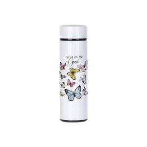 BESTSUB Термос, с температурен индикатор, инокс, 450 ml, бял