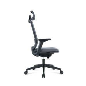 Ергономичен стол RFG Meteor X Black HB, дамаска и меш, до 130 kg, сива седалка, сива облегалка