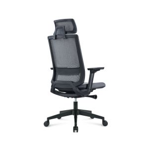 Ергономичен стол RFG Meteor X Black HB, дамаска и меш, до 130 kg, сива седалка, сива облегалка