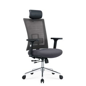 Ергономичен стол RFG Luxe Chrome HB, дамаска и меш, Multi-function механизъм, до 120 kg, сив