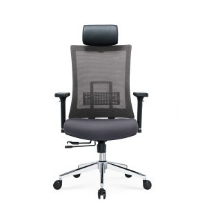 Ергономичен стол RFG Luxe Chrome HB, дамаска и меш, Multi-function механизъм, до 120 kg, сив