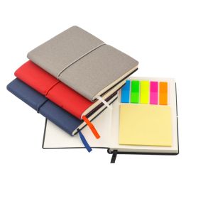 Office 1 Бележник Memo А6, с цветни индекси и ластик, син