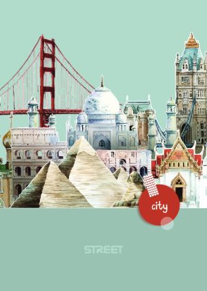 Тетрадка Street, А4, квадратчета, 54л, City Break