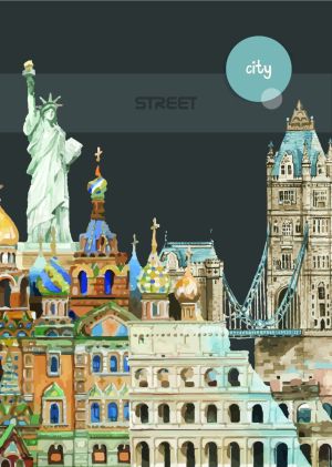 Тетрадка Street, А4, квадратчета, 54л, City Break