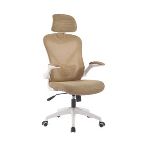 Директорски стол RFG Jolly White HB, дамаска и меш, Tilt механизъм, полипропиленова основа, до 120 kg, бежов