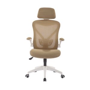 Директорски стол RFG Jolly White HB, дамаска и меш, Tilt механизъм, полипропиленова основа, до 120 kg, бежов