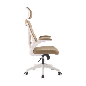 Директорски стол RFG Jolly White HB, дамаска и меш, Tilt механизъм, полипропиленова основа, до 120 kg, бежов